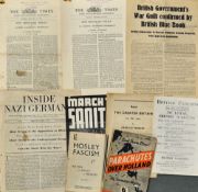 Fascism - Selection of 'The Fascist' Newspapers 1937 and 1939, plus 1938/9 Action Newspapers, 1937
