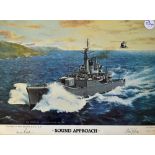 HMS Plymouth 'Sound Approach' Signed Colour Print limited edition 80/1000 signed by the artist Alan.