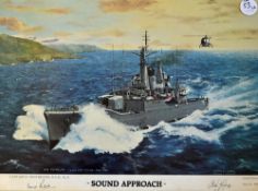 HMS Plymouth 'Sound Approach' Signed Colour Print limited edition 80/1000 signed by the artist Alan.