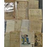 Selection of Assorted Documents to include an early Spanish Cargo Bill depicting a list of items