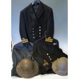 3x Various Military Jackets and 2x Ladies Helmets - Navy and Royal Air force with buttons, and 2x