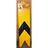 Railway Semaphore Distance Signal enamel signal, yellow and black, measures 29x122cm