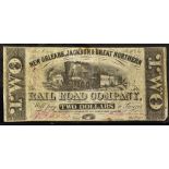 New Orleans, Jackson & Great Northern Rail Road Company Nov 1861 $2 Banknote - November 1861 being