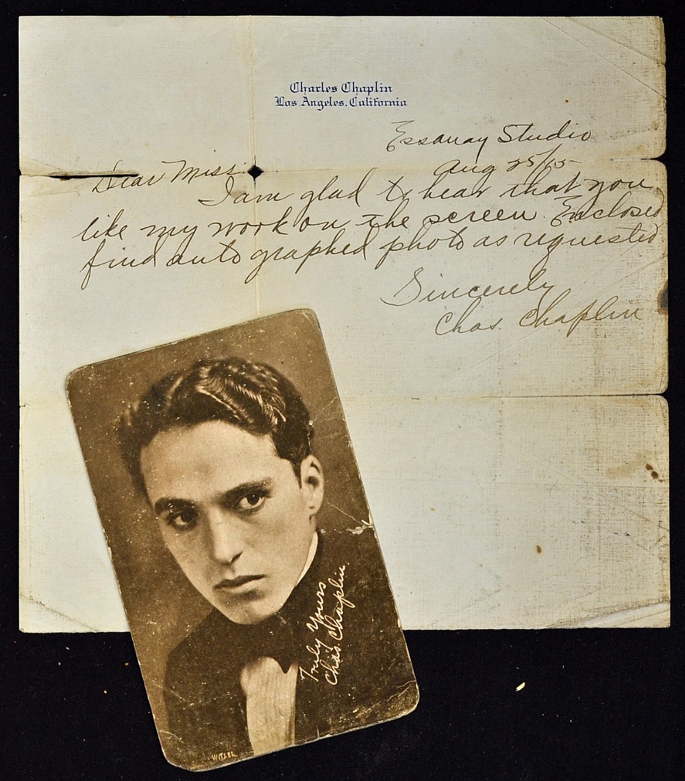 Charlie Chaplin - Signed Hand Written letter - dated Aug 25th 1915, inscribed 'Dear Miss, I am