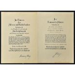 1938 and 1940 Hermann Göring Signed Promotional Documents - for Otto Erich Brandt, to