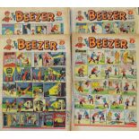 British Comics - Quantity of Large Format 'The Beezer' 1956/57 flat some with frayed edges,