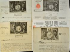 Sun Fire Office Insurance Policies - 1772, 1818, 1828, 1881, 1887 and 1897 - printed and completed