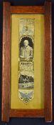 Shakespeare's Tercentenary 1864 Woven Silk Bookmark - Vignettes showing the bard & his birthplace.