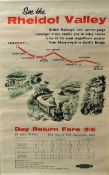 British Railways 'See The Rheidol Valley' Poster Western Region depicts time table printed by