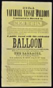 1837 Mr Green's Royal Vauxhall Nassau Balloon Poster Advertising the Ascent of the Balloon - date