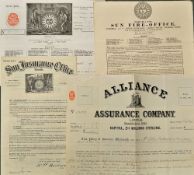 Sun Fire Office Insurance Policies and Proposal dated in 1885 and 1940 plus 1835 Proposals poster