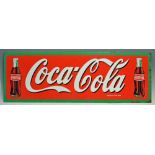 Early 20th Coca Cola Sign green and red metal sign measures 98x33cm approx.