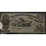 Confederate States - State Of Louisiana. Shreveport March 10 1863 $5 Banknote - With vignette