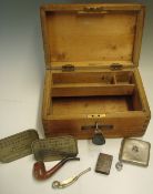 Royal Navy Sailors Wooden Handmade Box with A. Shipley to the front, also includes Matchbox holder