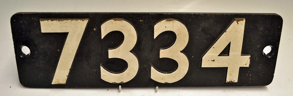 C/I Smokebox Locomotive Number Plate 7334 carried by Churchward measures 50x15cm approx.