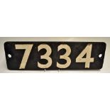 C/I Smokebox Locomotive Number Plate 7334 carried by Churchward measures 50x15cm approx.