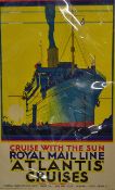 Scarce c.1930s 'Royal Mail Line - Atlantis Cruises' Shipping Poster a colourful poster depicting the