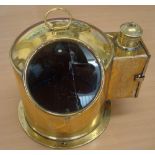 Maritime Brass Binnacle stamped B1660 with cracked glass, measures 25cm high