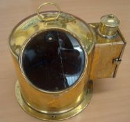 Maritime Brass Binnacle stamped B1660 with cracked glass, measures 25cm high