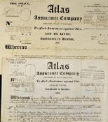 1870 Atlas Assurance Company Fire Policy - dated 26th January, Panton Family, brewers, maltsters and