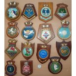 Selection of 15x Royal Navy Ship crests to include HMS Cook, Dartmouth, Tamar, Newfoundland plus