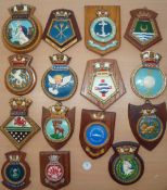 Selection of 15x Royal Navy Ship crests to include HMS Cook, Dartmouth, Tamar, Newfoundland plus