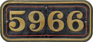 Railway - Ashford Hall Cabside Number Plate '5966' - as carried by a GWR Collett, Ashford Hall is