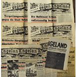 Third Reich Propaganda Newspaper 'Gegen Engeland' [Against England] dates 1942 and 1943 respectively