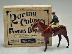 C.1940s Britains Lead Racing Colours of Famous Owners H.H. Aga Khan - No1463, green and brown hoops,