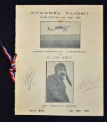 Aviation - A Very Scarce Survivor - Bleriot's Flight Crossing The English Channel. "Menu For That