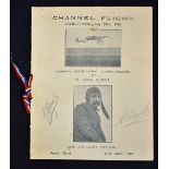 Aviation - A Very Scarce Survivor - Bleriot's Flight Crossing The English Channel. "Menu For That