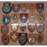 Selection of 20x Royal Navy Ship crests to include HMS Victory, Unicorn, Exeter, Peacock, Gambia,