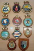 Selection of 11x Royal Navy Ship crests to include HMS Gosport, Zephyr, Swiftsure, Tuna, plus others