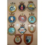 Selection of 11x Royal Navy Ship crests to include HMS Gosport, Zephyr, Swiftsure, Tuna, plus others