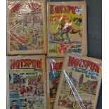 British Comics - Quantity of 1960s Hotspur Boys Comic covering the years 1966, 67, 68, 69 and 70,