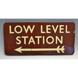 GWR Low Level Station Enamel Station Sign measures 71x33cm approx.