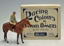 C.1940s Britains Lead Racing Colours of Famous Owners Major Furlong, No237, white and blue