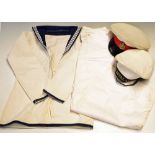 Navy Dress Whites including top and trousers both stamped with R.W. Wood together with HMS Royal