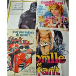 Selection of 12x French film posters from 1960s - 1970s having great artwork featuring many big