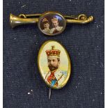 King George V Lapel Pin Badges - depicts King George's portrait on an oval shaped pin backed badge