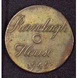 Ranelagh House And Pleasure Gardens, Scarce Early Copper Ticket - Chelsea 1745,uniface copper