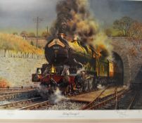 Railway - 'King George V' Signed Colour Print - ltd ed 850, signed by the artist Cuneo together with