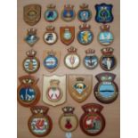 Selection of 22x Royal Navy Ship crests to include HMS Bristol, Glamorgan, Orion, Adamant plus