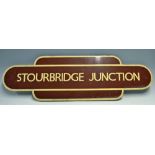GWR Stourbridge Junction Wooden Station Sign measures 93cm approx. in length