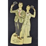 Laurel and Hardy Cardboard Advertisement for La Casa El Café Logrono, measures 23cm approx. pivoting