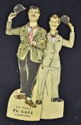 Laurel and Hardy Cardboard Advertisement for La Casa El Café Logrono, measures 23cm approx. pivoting