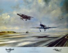 Fifty Years On 'The Hurricane to the Harrier' Colour print RAF Wittering signed by the artist