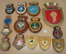 Selection of 14x Royal Navy Ship Crests to include HMS Grimsby, Newcastle, Eastbourne, Andrew,