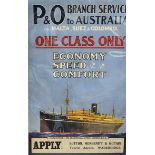 Scarce c.1930s 'P&O' Cruise Liner Shipping Poster - Branch Service to Australia, a colourful