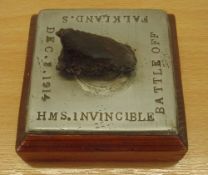 WWI Metal Shrapnel Piece from the Battle of the Falklands 1914 from HMS Invincible